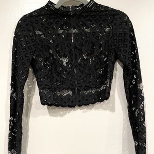 Missguided black lace crop top